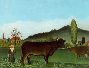 亨利 盧梭 Landscape with Cattle